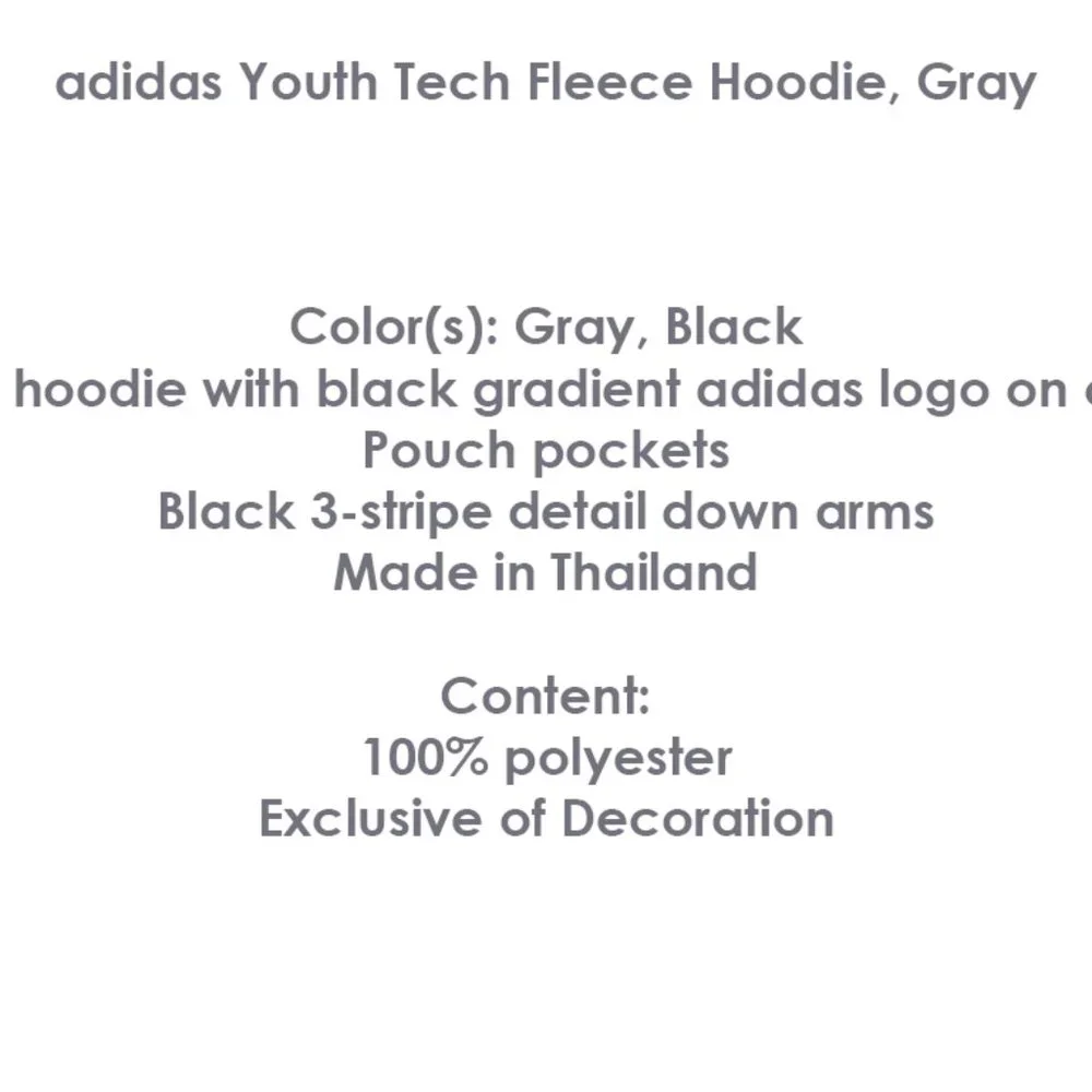 adidas Youth Tech‎ Fleece Hoodie, Gray